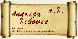 Andrija Kiković vizit kartica